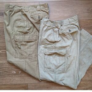 2 Vintage LL Bean Men's Cargo Pants 36x32 -  Khaki Brown Tan Y2K 90s Cotton